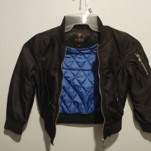 Black Guess Flight Jacket Insulated Blue Liner Size S